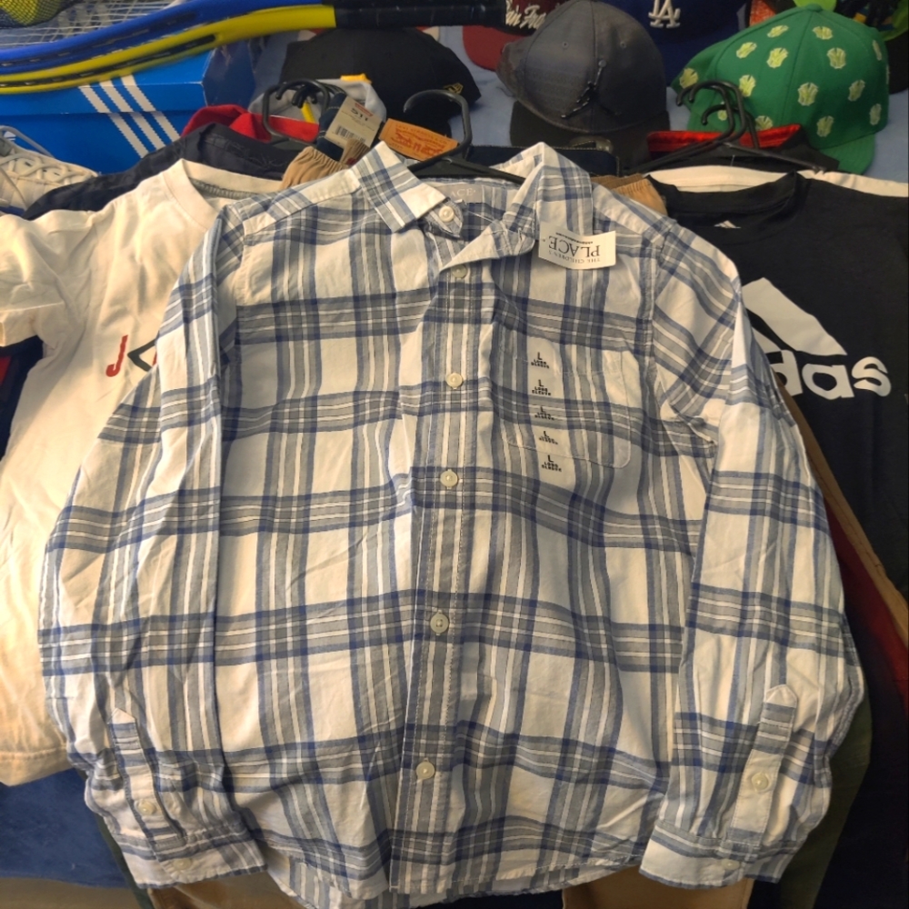 The Children’s Place Boys Plaid Poplin Button Up Shirt Size 12